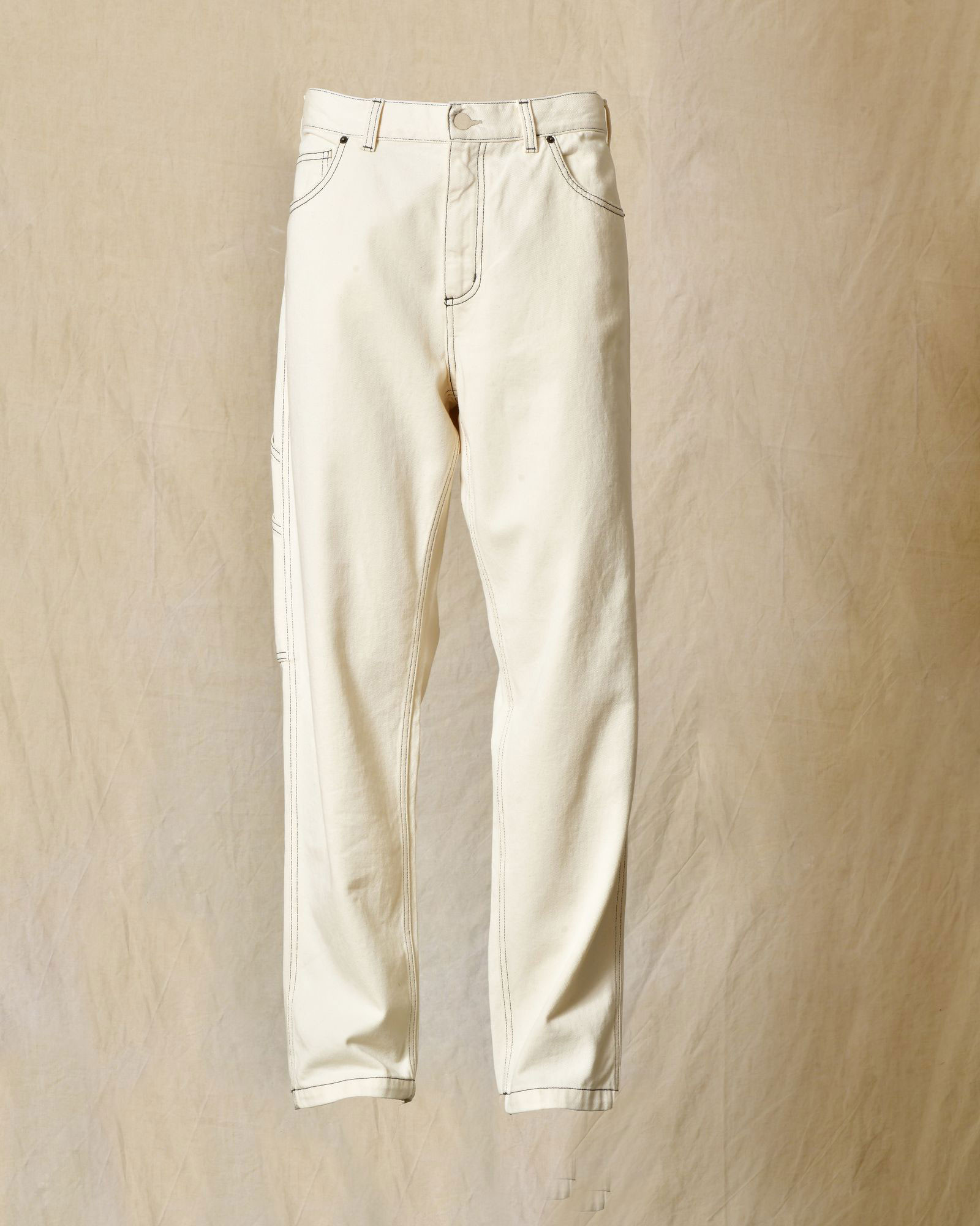 Jean en coton écru à surpiqûres contrastantes Ixos