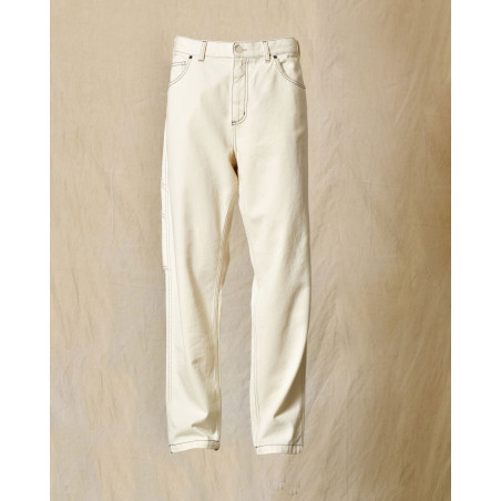 Jean en coton écru à surpiqûres contrastantes Ixos