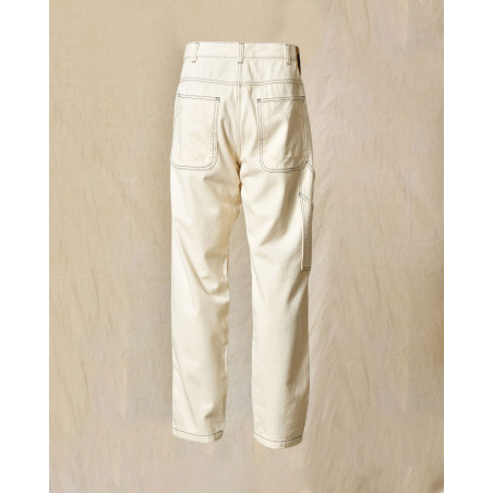 Jean en coton écru à surpiqûres contrastantes Ixos