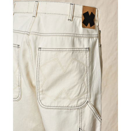 Jean en coton écru à surpiqûres contrastantes Ixos