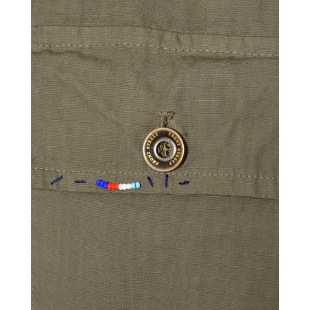 Veste kaki à perles multicolores brodées Front Street