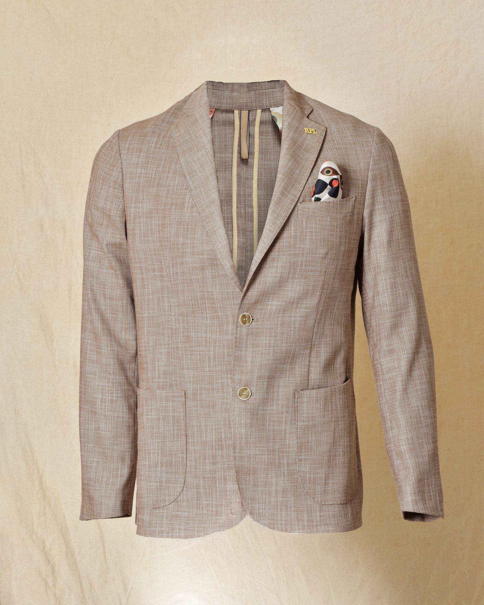 Veste blazer en coton chiné beige RPL