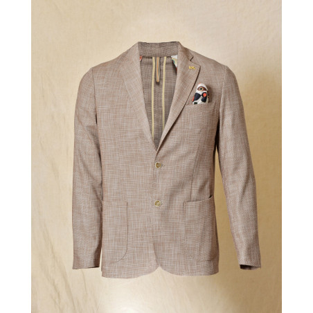 Veste blazer en coton chiné beige RPL