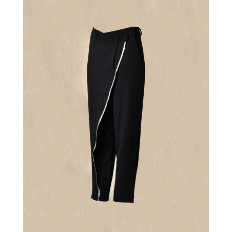 Pantalon à fermeture asymétrique noir Balossa
