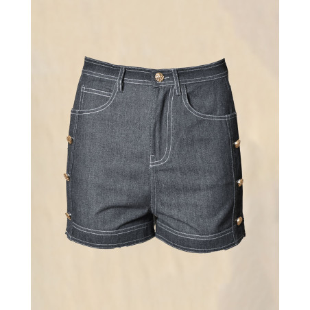 Short en denim à boutons dorés Edward Achour