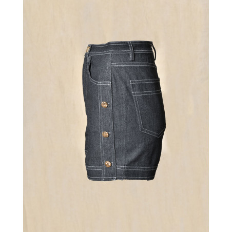 Short en denim à boutons dorés Edward Achour