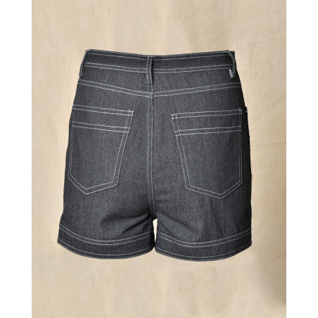 Short en denim à boutons dorés Edward Achour