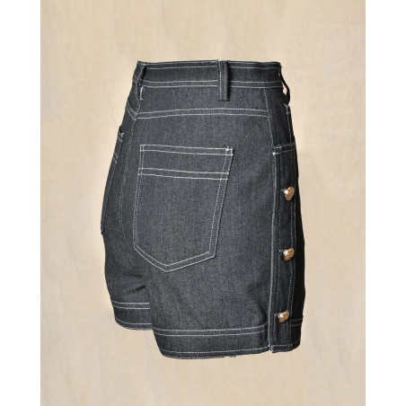 Short en denim à boutons dorés Edward Achour