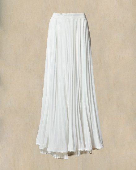 Jupe longue plissée blanche Edward Achour