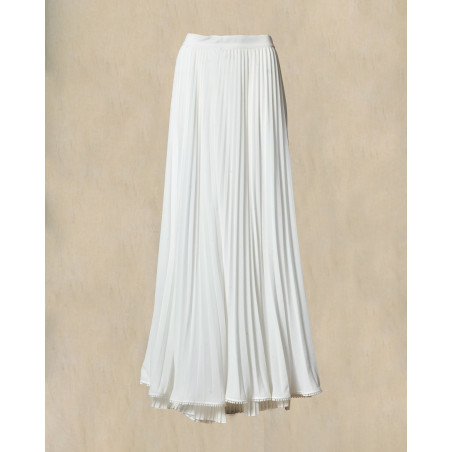 Jupe longue plissée blanche Edward Achour