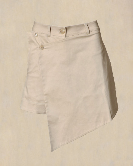Short beige à effet jupe asymétrique Balossa