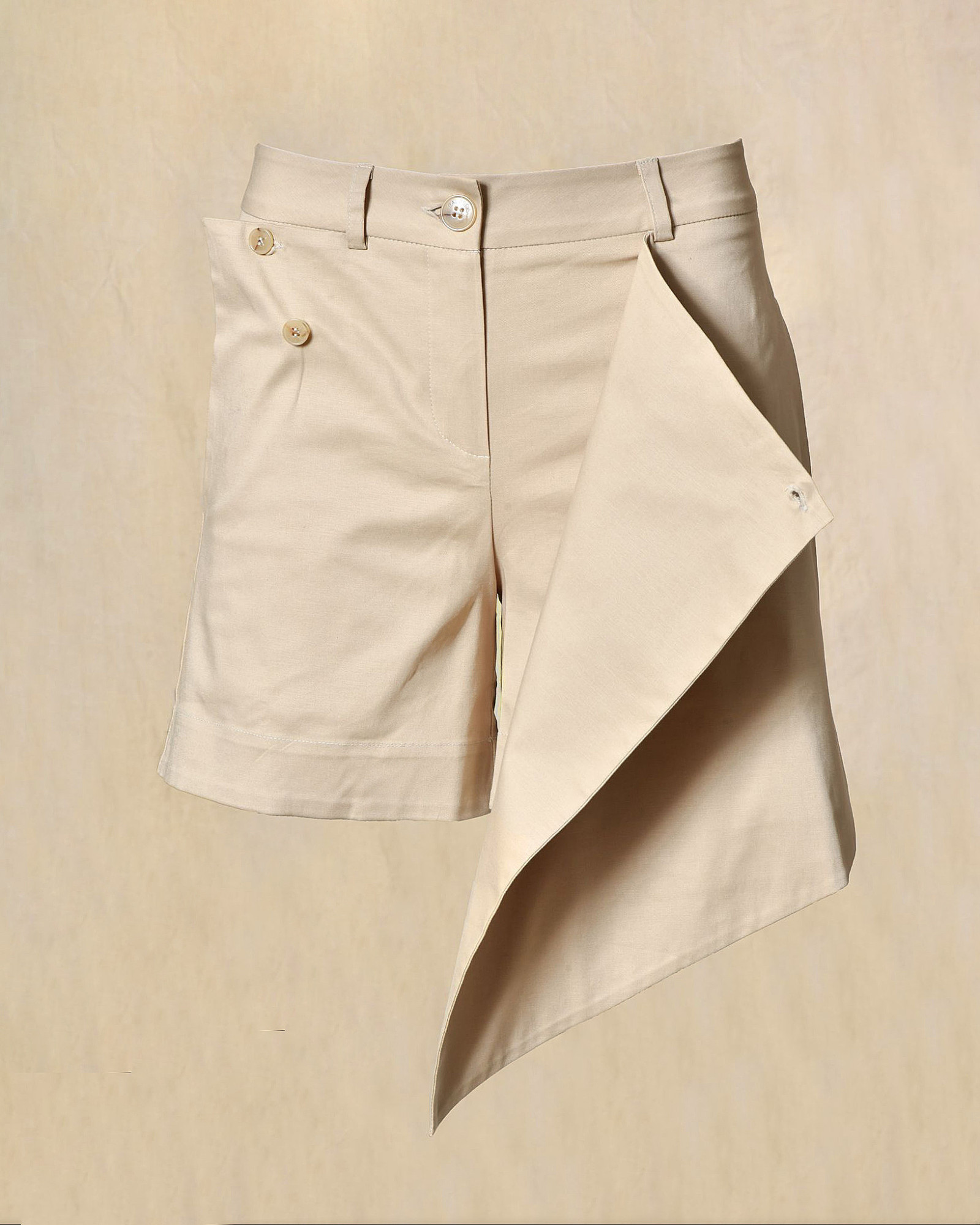 Short beige à effet jupe asymétrique Balossa