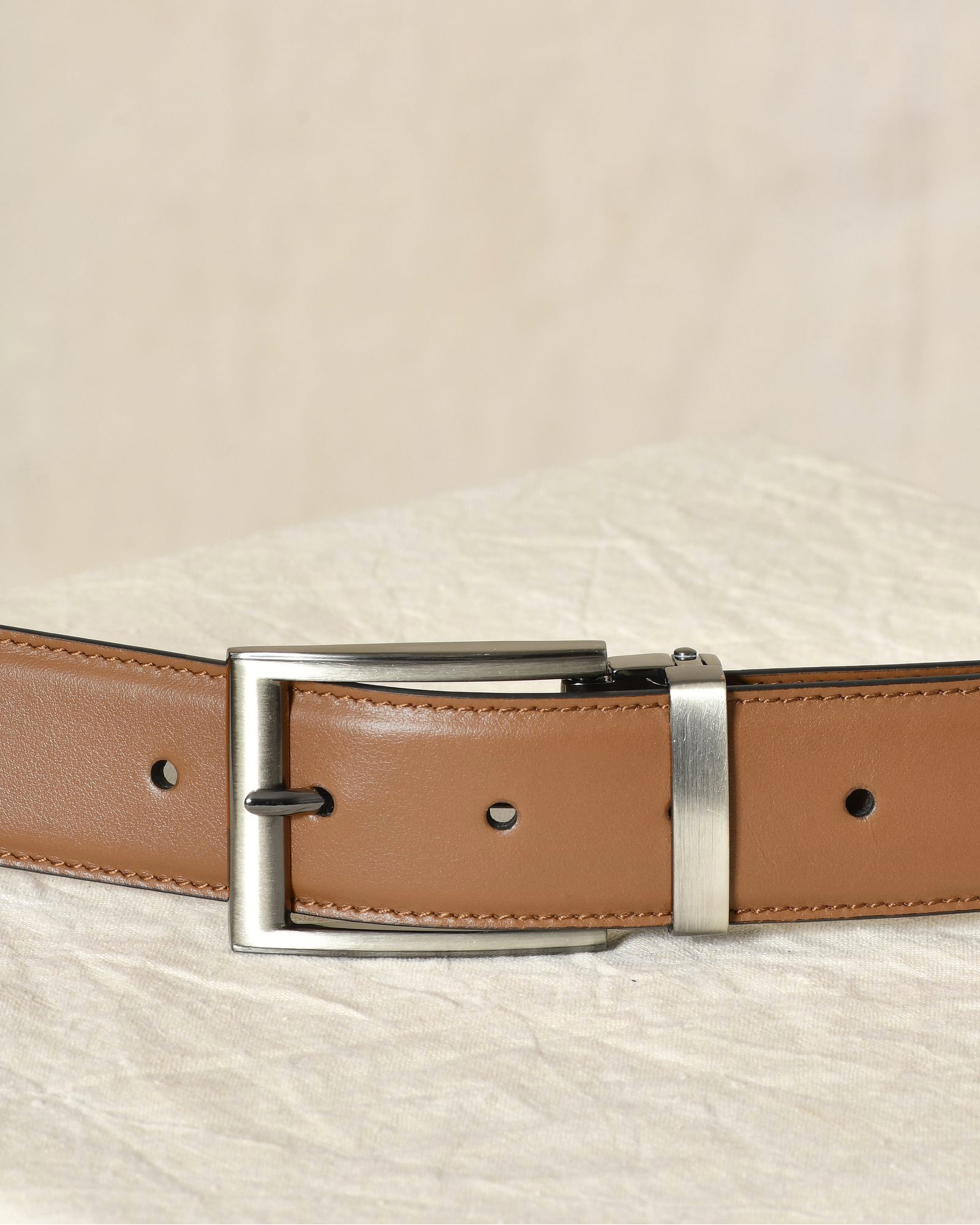 Ceinture en cuire lisse marron réglable Falorni