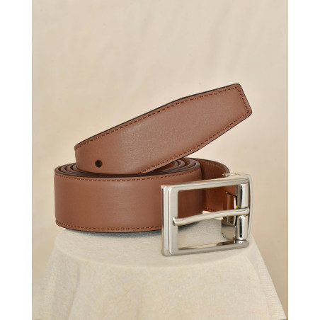 Ceinture en cuire lisse marron réglable Falorni