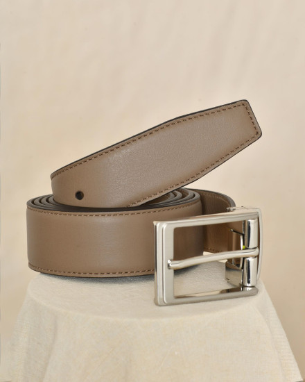 Ceinture en cuir lisse taupe réglable Falorni
