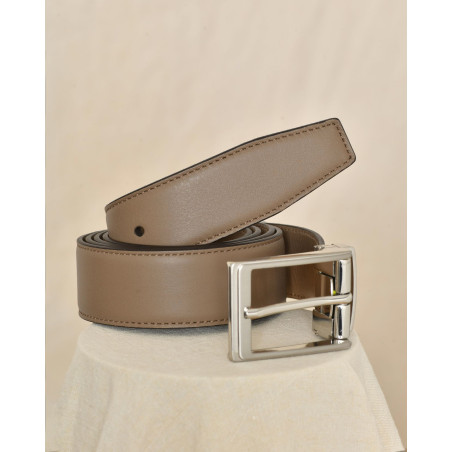 Ceinture en cuir lisse taupe réglable Falorni