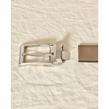 Ceinture en cuir lisse taupe réglable Falorni
