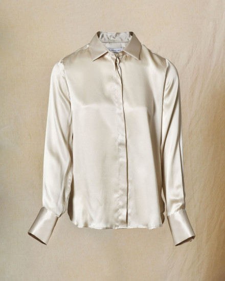 Chemise en soie beige Manuel Ritz