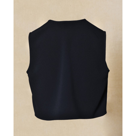 Top bleu sans manches à boutons décoratifs Edward Achour