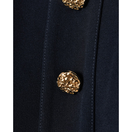 Top bleu sans manches à boutons décoratifs Edward Achour