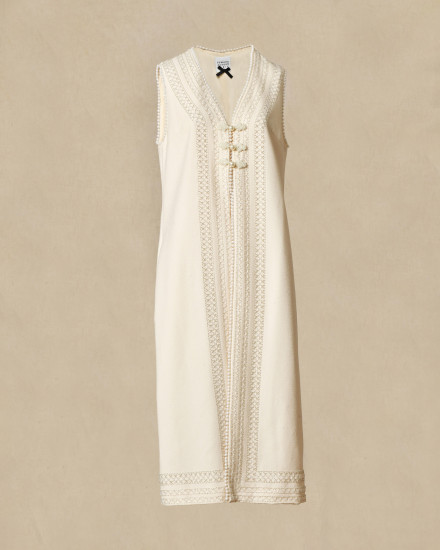 Veste longue sans manches à finitions perlées Edward Achour