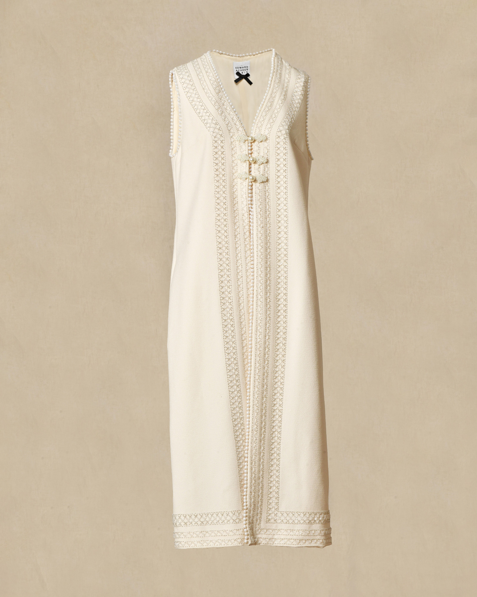 Veste longue sans manches à finitions perlées Edward Achour