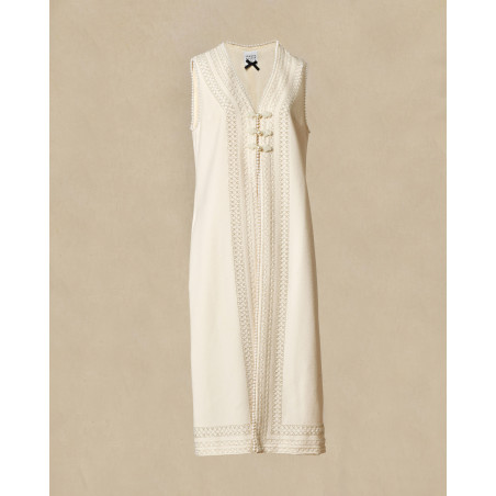 Veste longue sans manches à finitions perlées Edward Achour