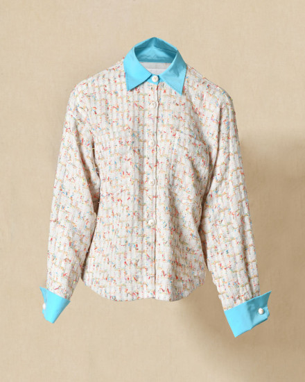 Chemisier contrasté en tweed multicolore Edward Achour