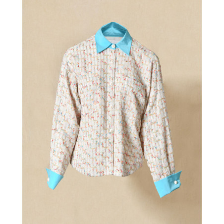 Chemisier contrasté en tweed multicolore Edward Achour