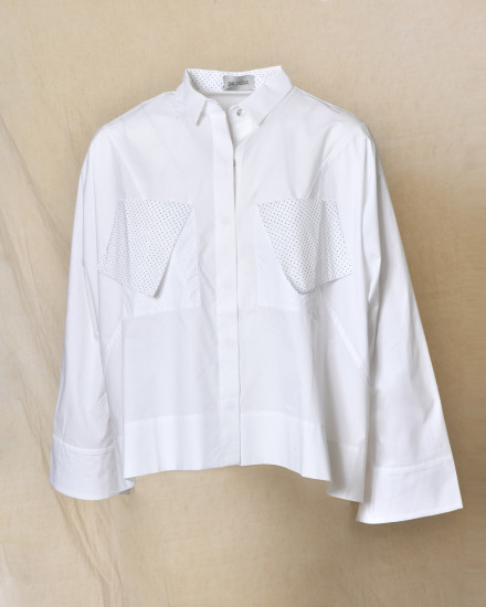Chemise blanche oversize à poches contrastées Balossa