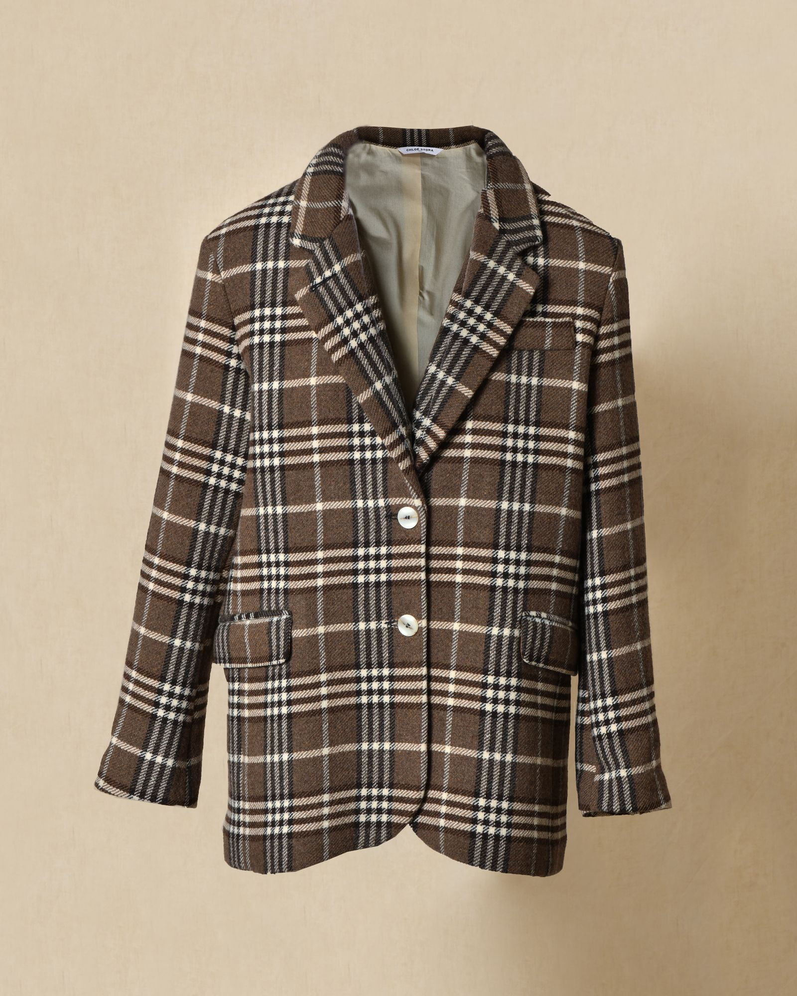 Manteau en laine à carreaux marron Chloé Stora