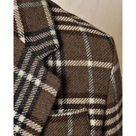 Manteau en laine à carreaux marron Chloé Stora