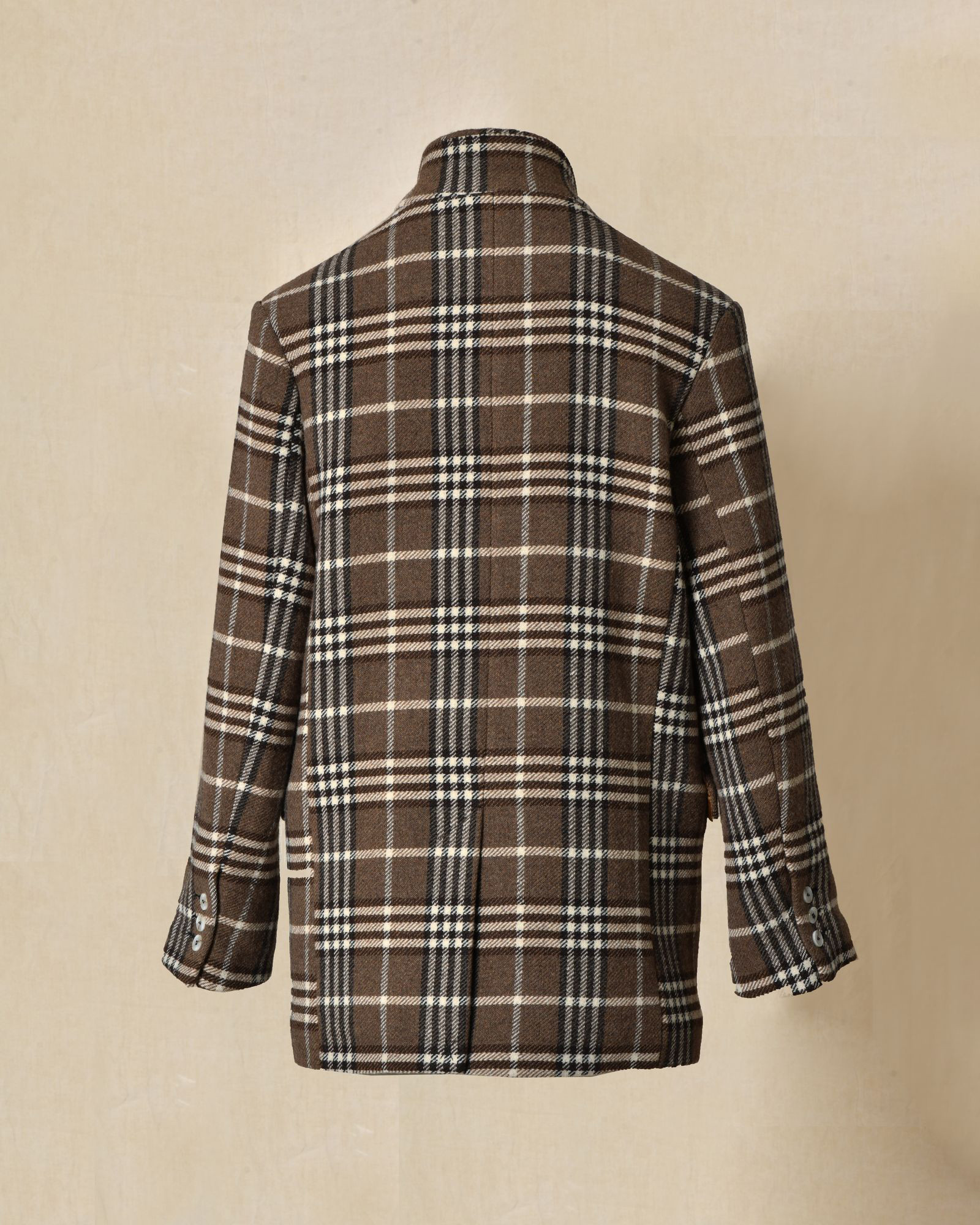 Manteau en laine à carreaux marron Chloé Stora