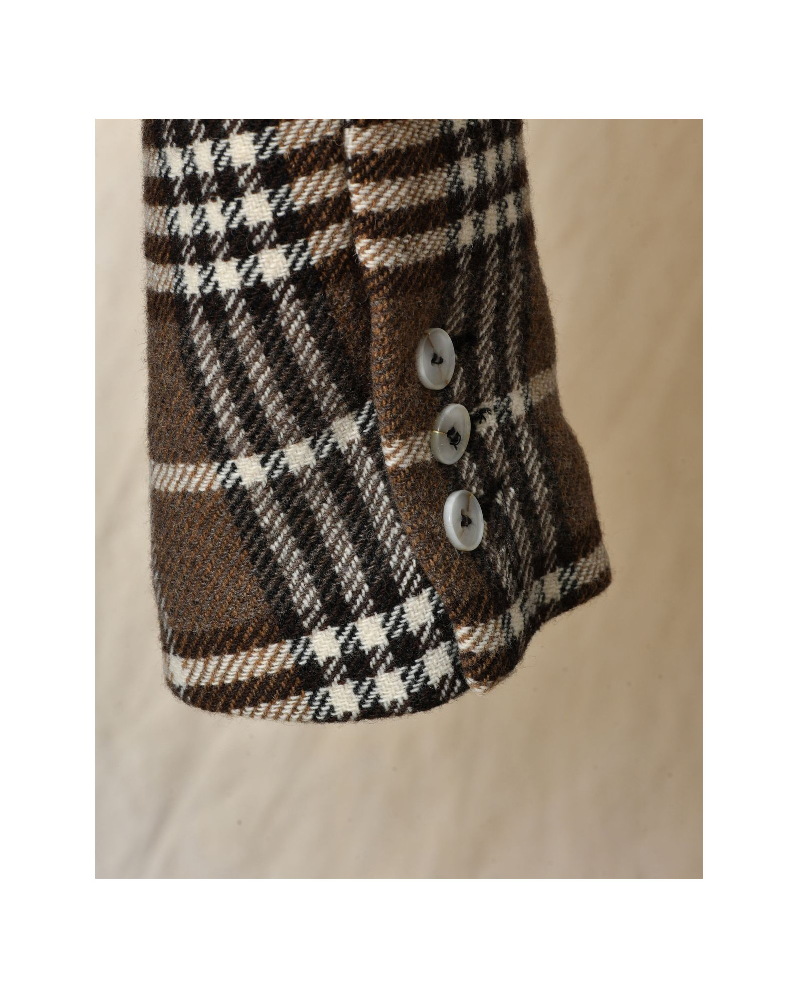 Manteau en laine à carreaux marron Chloé Stora