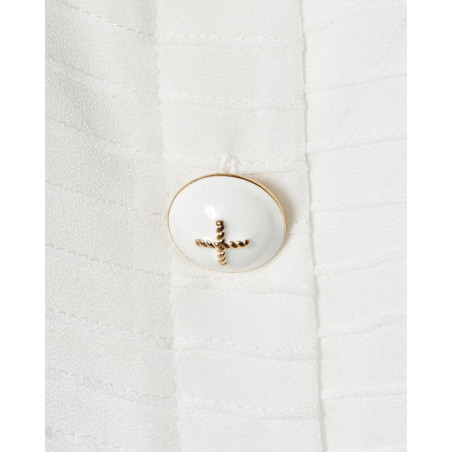 Top blanc à manches dentelle fleuris Edward Achour