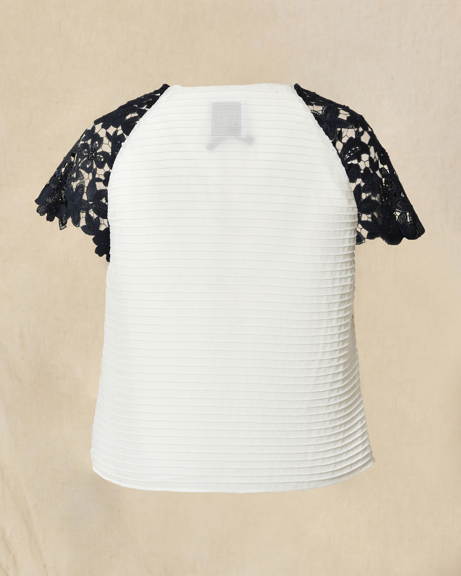 Top blanc à manches dentelle fleuris Edward Achour