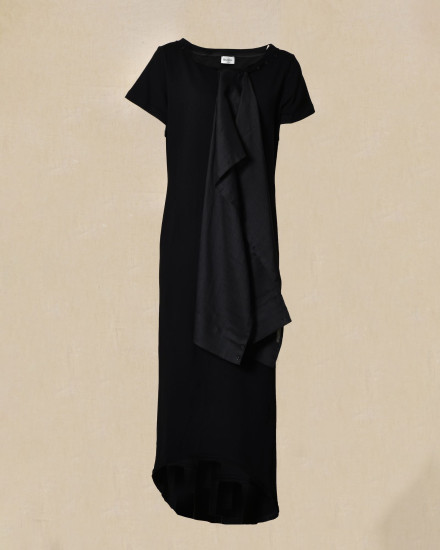 Robe longue à col drapé boutonné Balossa