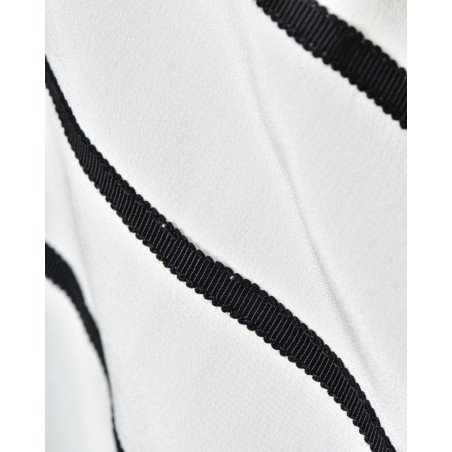 Top en soie blanc à fines rayures noires Edward Achour