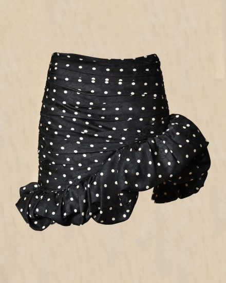 Jupe asymétrique froncé à pois Edward Achour