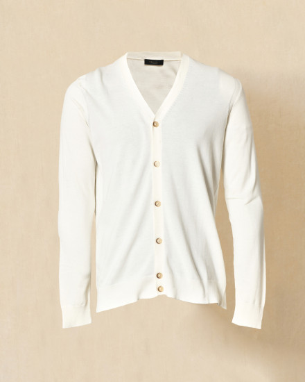 Cardigan en coton crème col V Outfit