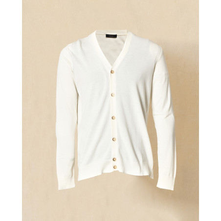 Cardigan en coton crème col V Outfit