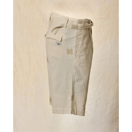 Bermuda à rayures et empiècements beige Ixos