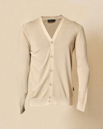 Cardigan en coton beige col V Outfit