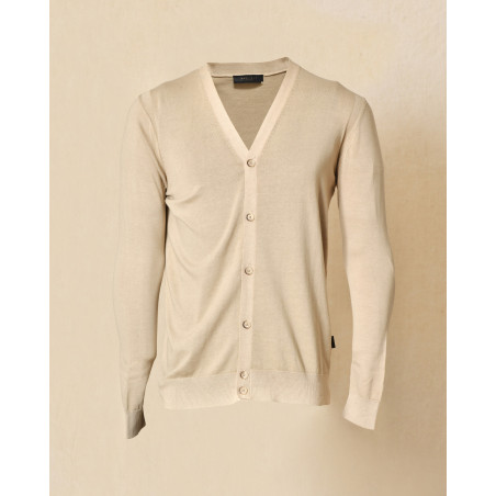 Cardigan en coton beige col V Outfit