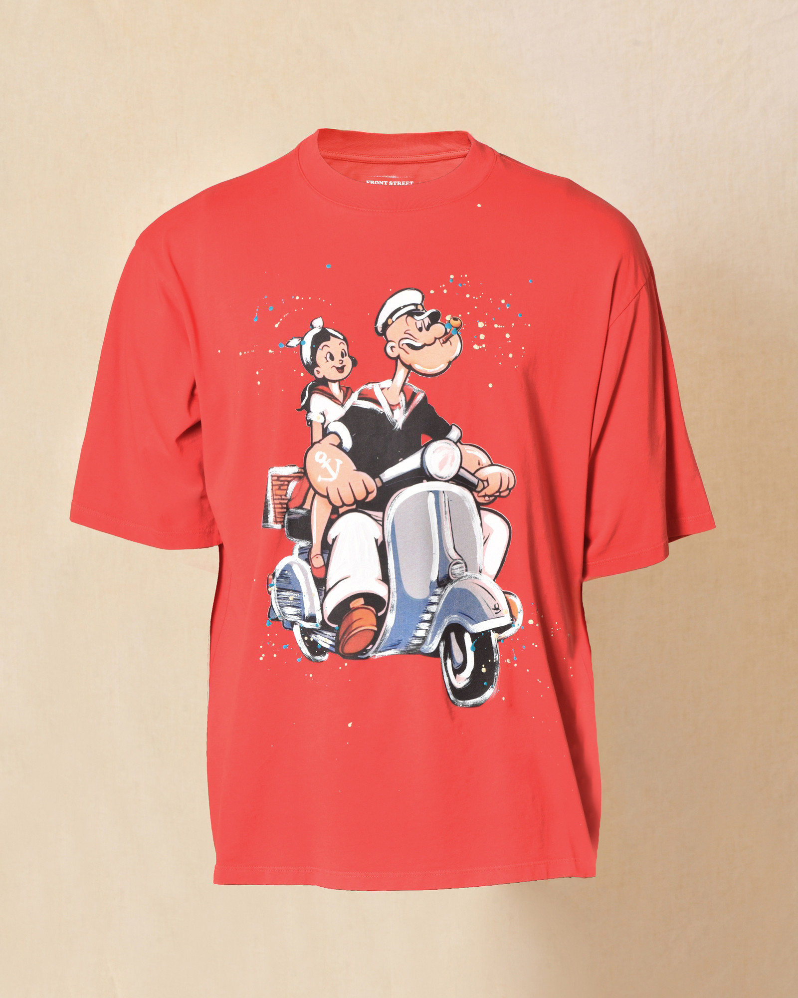 T-shirt oversize imprimé "Popeye" rouge Front Street