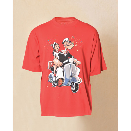 T-shirt oversize imprimé "Popeye" rouge Front Street