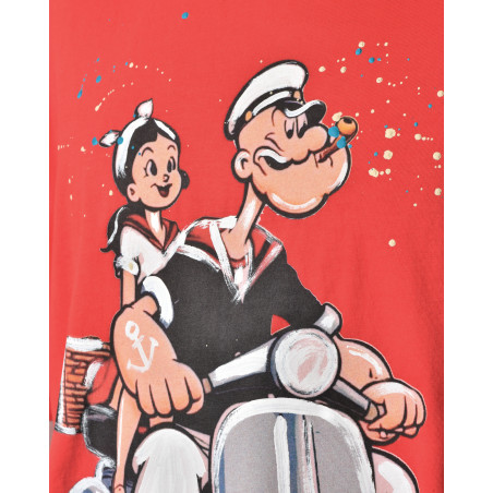 T-shirt oversize imprimé "Popeye" rouge Front Street