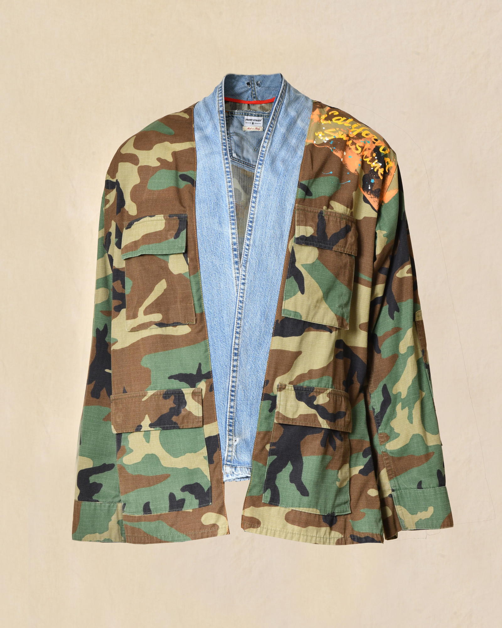 Veste camouflage à empiècement denim Front Street