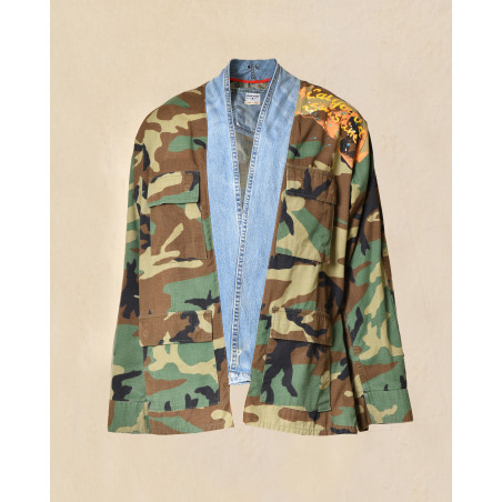 Veste camouflage à empiècement denim Front Street