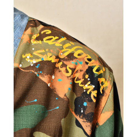 Veste camouflage à empiècement denim Front Street